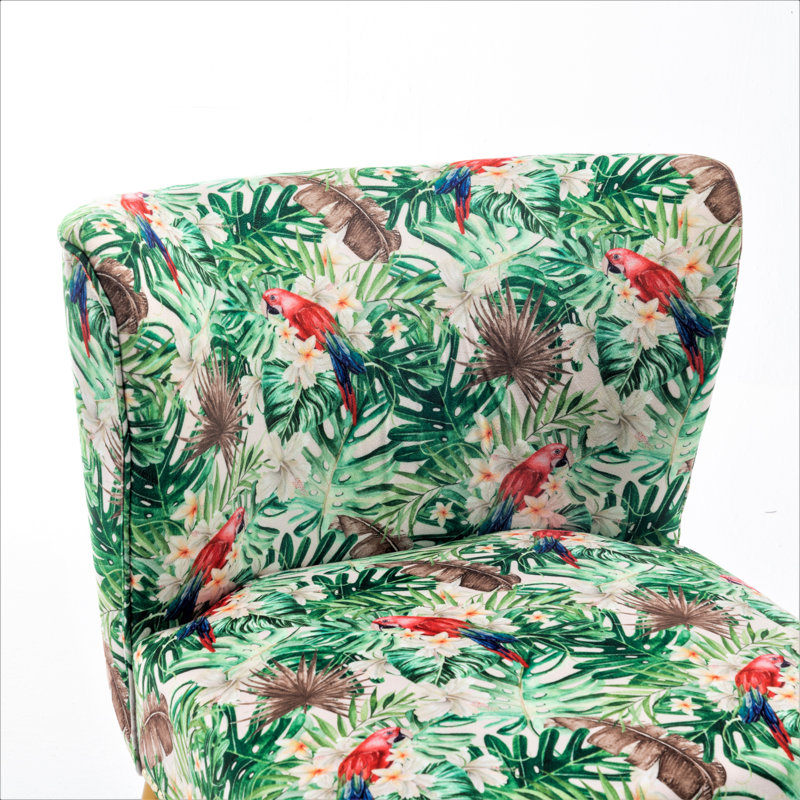 Friant Upholstered Slipper Chair, Green/Red 100% Polyester