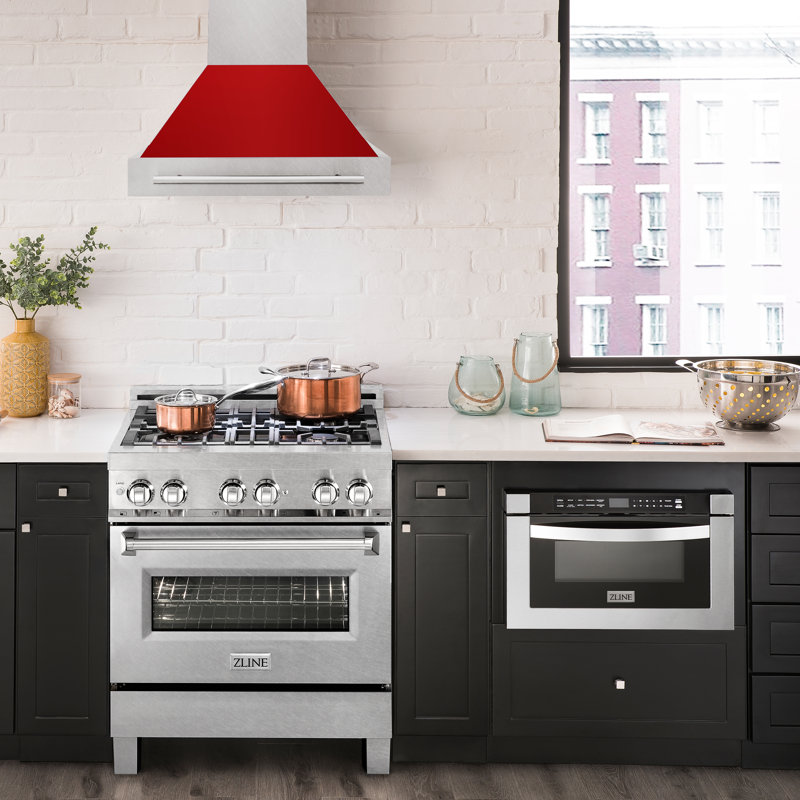 ZLINE 30" Fingerprint Resistant Stainless Steel Range Hood, Gloss Red
