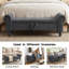Banc de rangement rembourré de 55 po en velours côtelé pour l'extrémité du lit, banc avec rangement pour grand lit-122268051-130668668