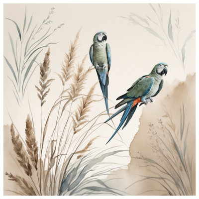 Parrots In Natural Habitat Wall Tapestry - Birds Wall Decor