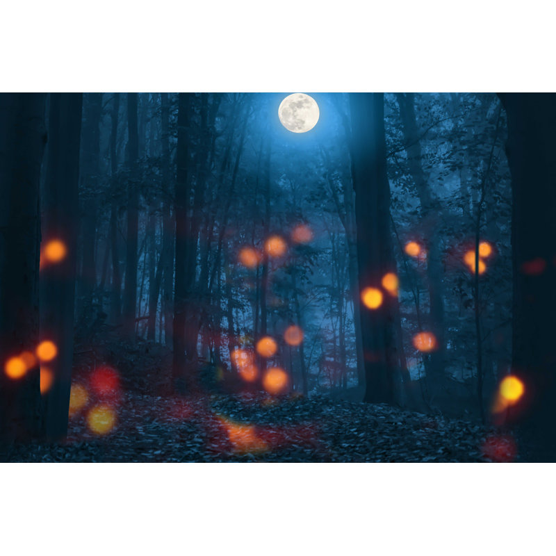 Forêt d'Halloween à l'arrière-plan par Winyuu - Photographie sur toile tendue, H 24 po x l 36 po