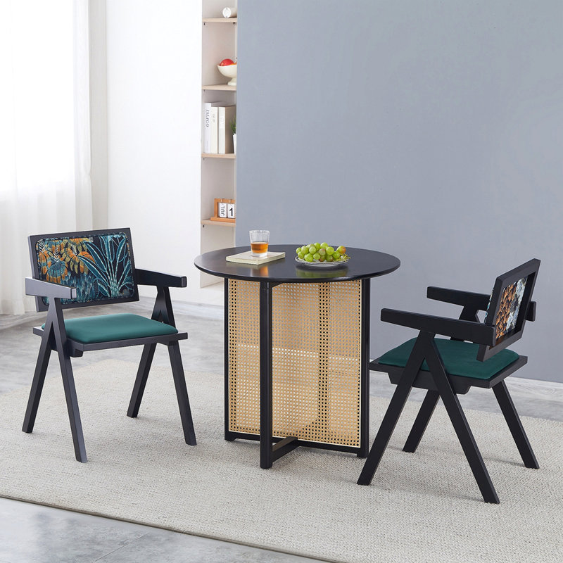 2 chaises de salle à manger noires en bois d'hévéa de style médiéval avec accoudoirs, chaise de salon, simple et naturelle