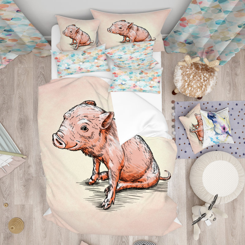 Ensemble de housse de couette designart campagne, peinture souriante, Housse de couette grand + 2 taies décoratives