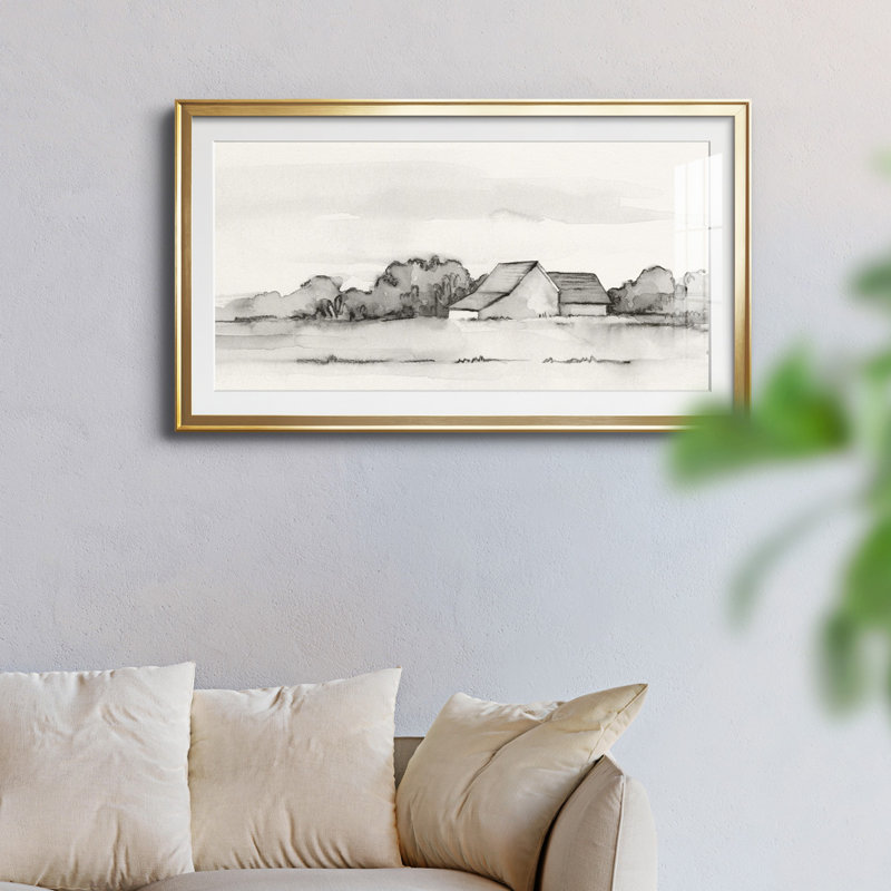 Wyeth Barn II - reproduction encadrée de qualité supérieure - prête à être accrochée, Or, H 10,5 po x l 18,5 po x P 1 po