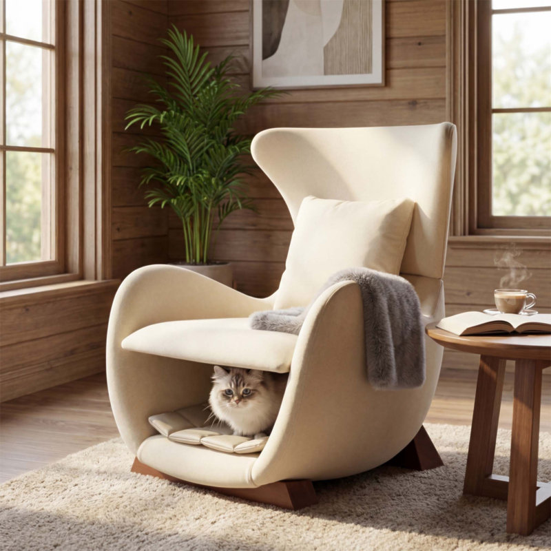 Chaise d'appoint moderne en polyester avec espace pour animaux / rangement - capacité de 330 lb, chaise longue de salon élégante et durable