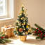 Ensemble de 2 mini sapins de Noël artificiels pré-illuminés de 45 cm avec décorations et étoile de Noël, petits sapins de table pour la décoration de Noël à la maison et aux fêtes.-1162915565-1162915566