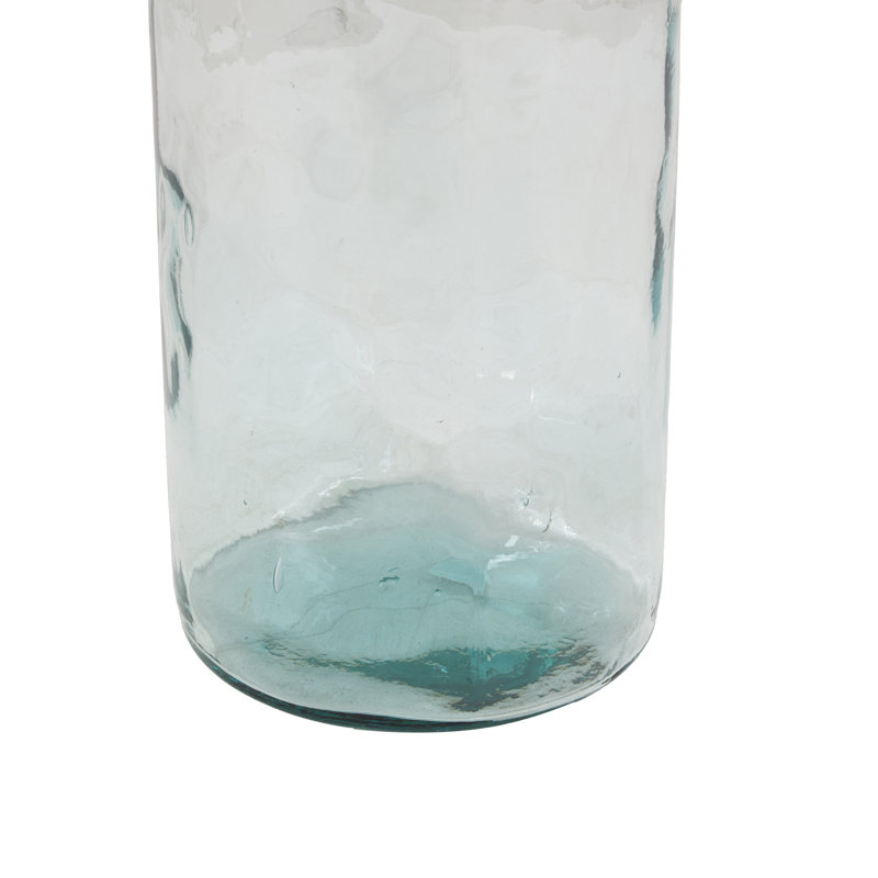 Vase bleu décoratif en verre recyclé fabriqué à la main en Espagne, H 40 po x l 8 po x P 8 po