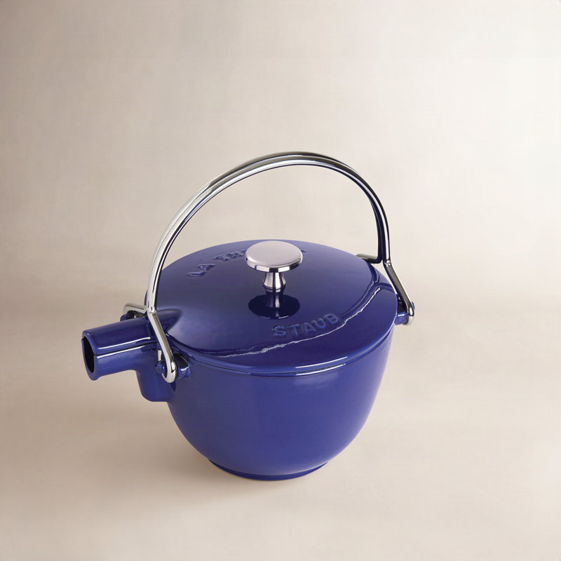 Staub Cast Iron 1.22-qt Round Tea Kettle, Dark Blue