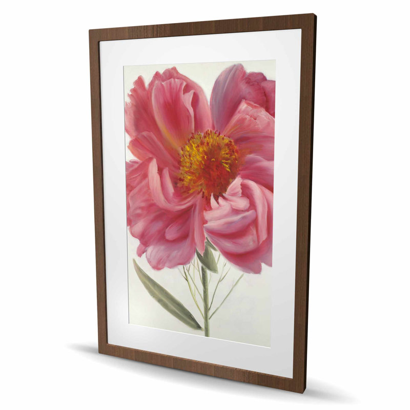 Imprimé matelassé avec pivoine rose | Décoration florale, H 36 po x l 24 po, Brun