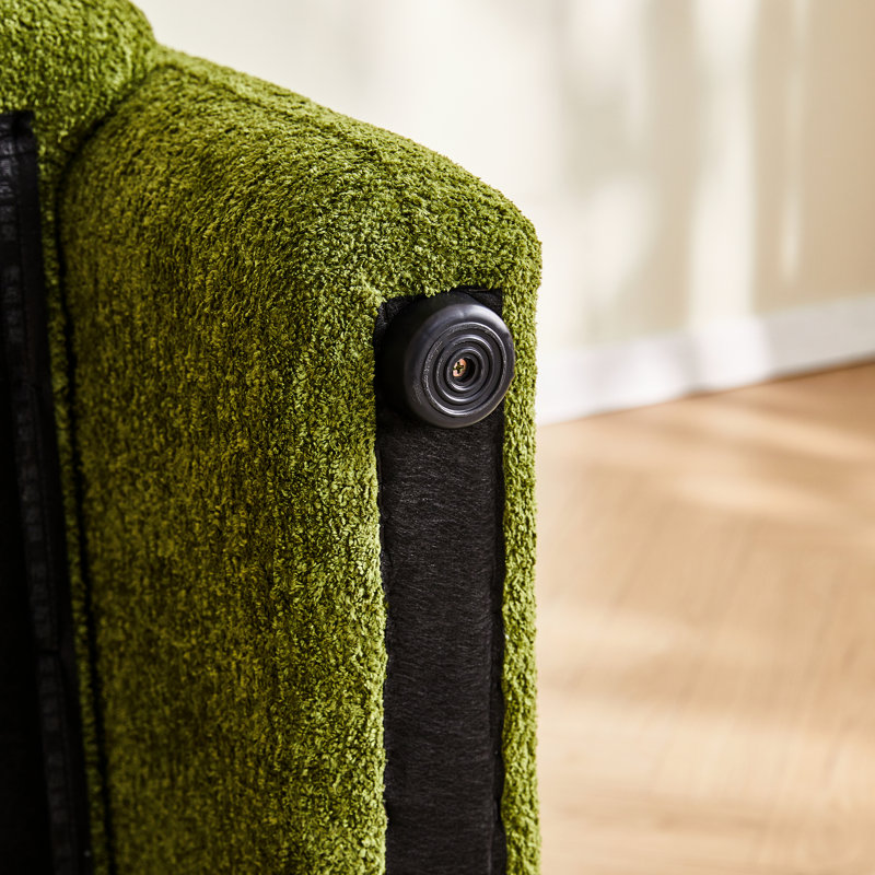 Tissu de velours moderne de 34 po simple, avec coussin de soutien, pour appartement, bureau, salon, structure, siège à assise mi-moelleuse, support lombaire, rembourrage en mousse de bois massif