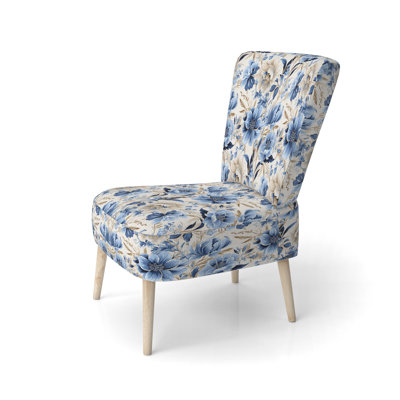 Coastal Retreat Ii Boho Motif - Chaise d'appoint rembourrée de style bohémien, chaise d'appoint bleue