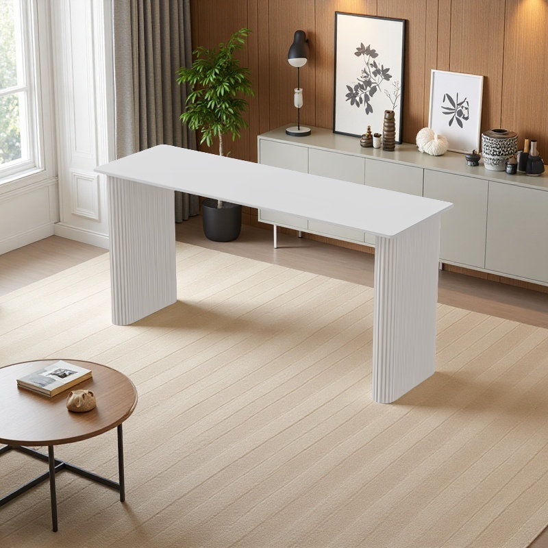 Table de bar moderne, H 41,3 po x l 62,9 po x P 15,7 po, Doré, Blanc neigeux