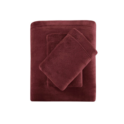 4 Pcs Queen Sheet Burgundy - 100% Ultra Soft Cozy Brushed Both Sides Flat Fitted 2 Pillowcases Machine Washable And Sheets