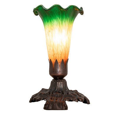 7" High Amber/Green Pond Lily Accent Lamp