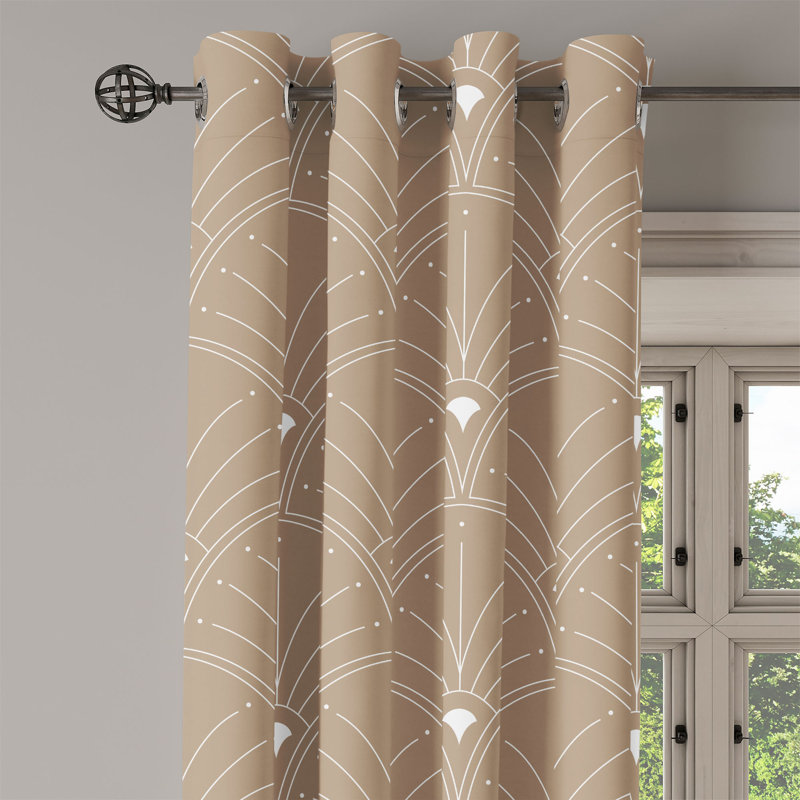 Satin Semi Sheer Curtain Pair, 50" W x 120" L, Pale Brown/White