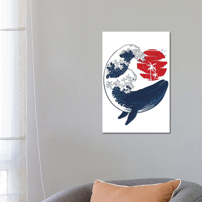 Whale Wave 1 Piece Wrapped Canvas Painting