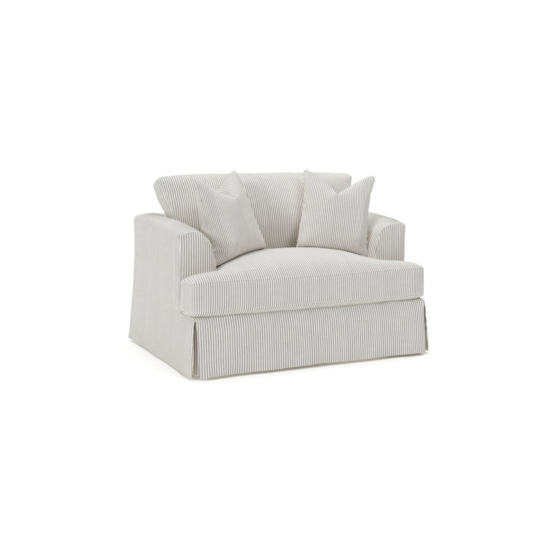Lucia Slipcovered Chair and a Half, Cruise Adrift Woven Stripe