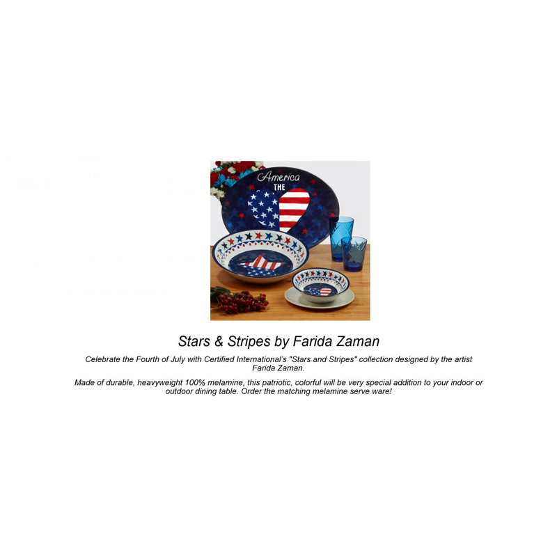 Patriotic Stars and Stripes 11" Melamine Dinner Plates Set