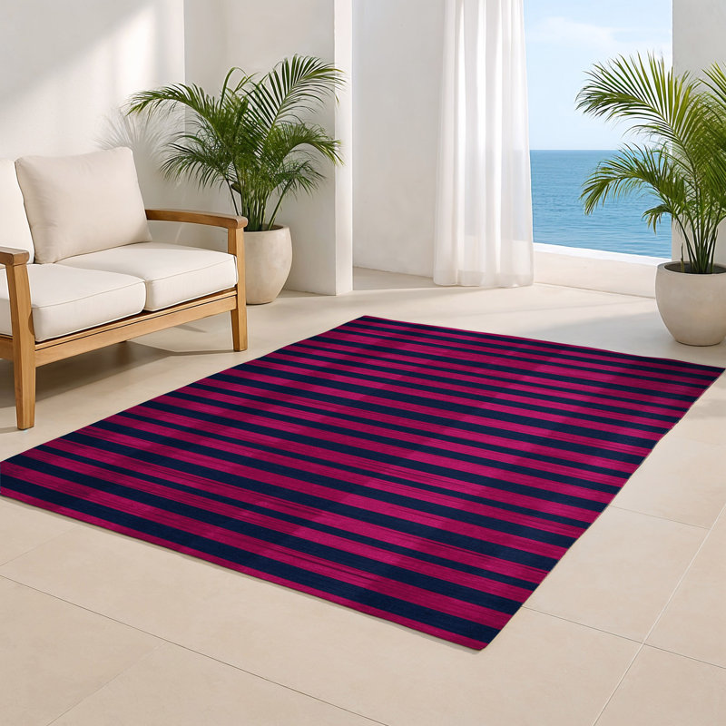 Tapis intérieur / extérieur bleu HorizontalStripes, Rectangle 4pi x 6 pi