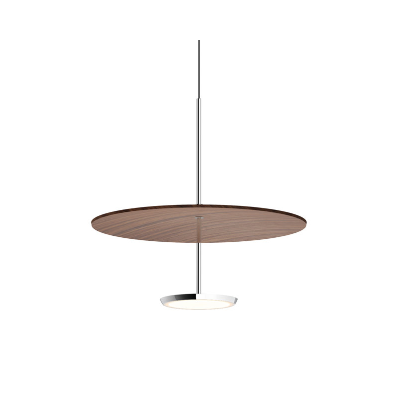 Sky Dome 1 - Light LED Pendant, 17.5" H x 17.5" W x 17.5" D, Walnut, Polished Aluminum
