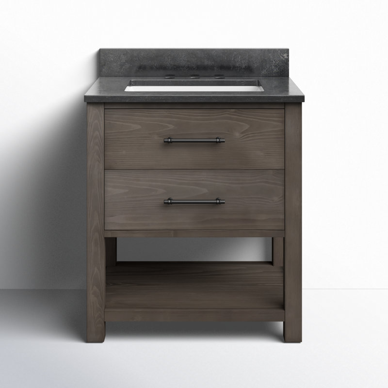 Ensemble de meuble-lavabo simple 30 po Keri, Gris fumée / noir mat