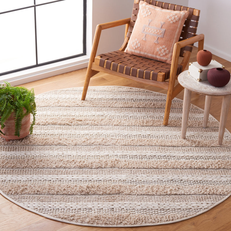 Magellan Natura Hand Woven Cotton Striped Rug, Square 6'