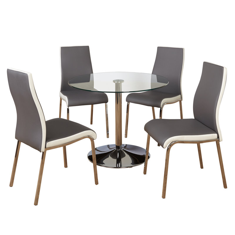 Salerno 2 - Person Pedestal Dining Set, 5 Pieces: 1 Table, 4 Chairs