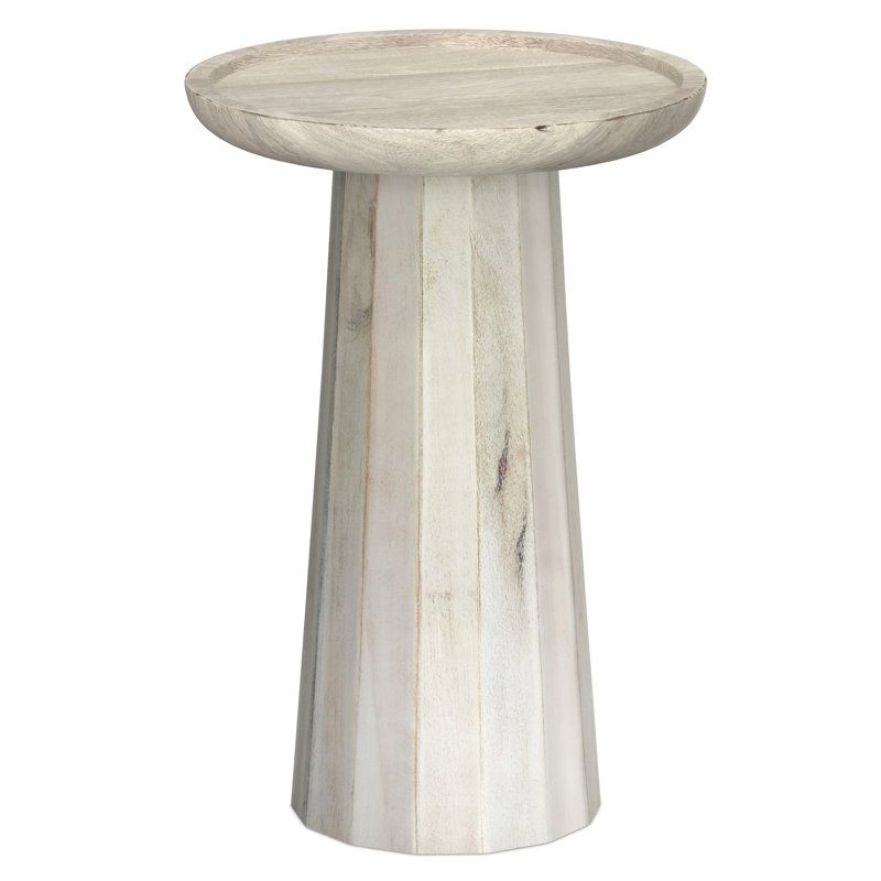 Table de bout ronde 19 po en bois massif blanc, White