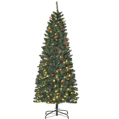 Prelit Artificial Pencil Christmas Tree with Warm White LED Light