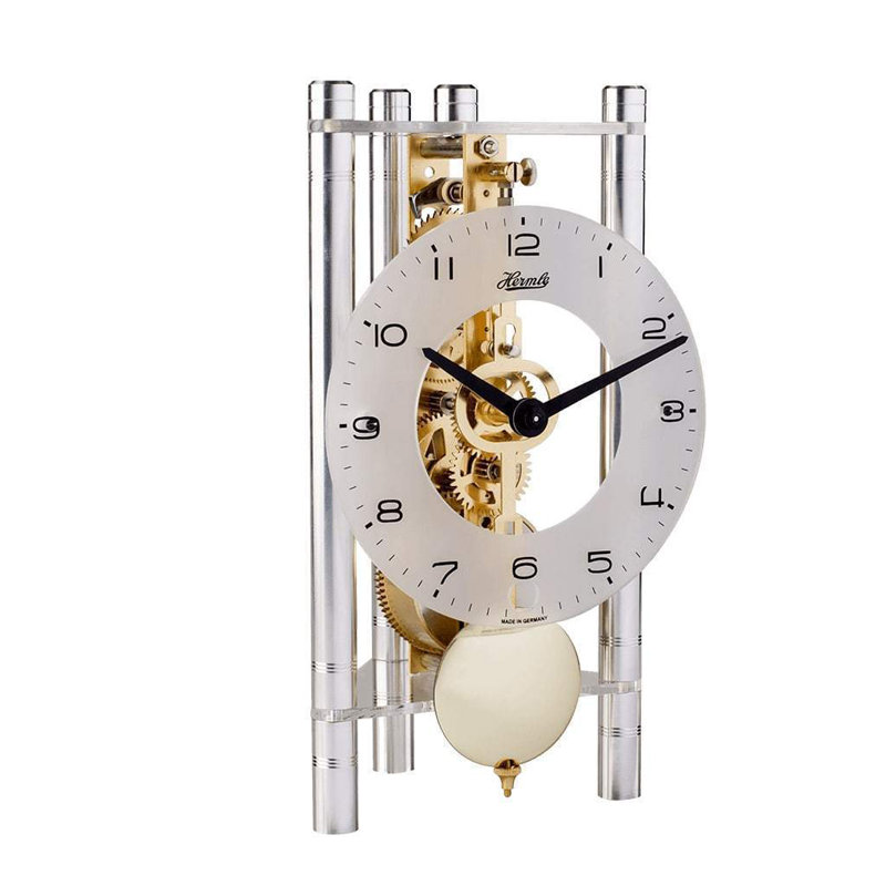 Roman Numeral Metal Mechanical Tabletop Clock, Silver/Gold
