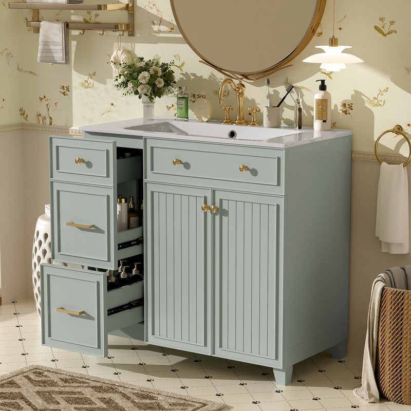 Meuble-lavabo simple 36 po, Vert