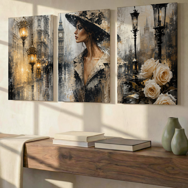 Ensemble de 3 lampadaires muraux exotiques de Londres, 14 x 33 po