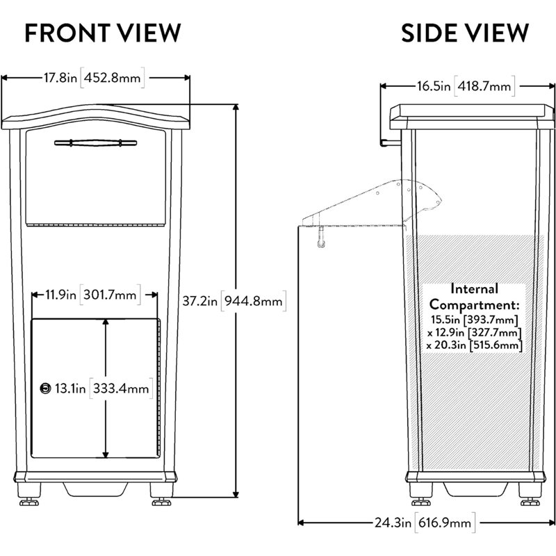Black Locking Aluminum Parcel Drop Box with Rotating Drum