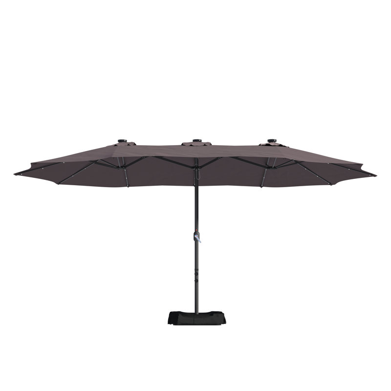 181'' Coffee Double-Sided Patio Umbrella with LED Lights