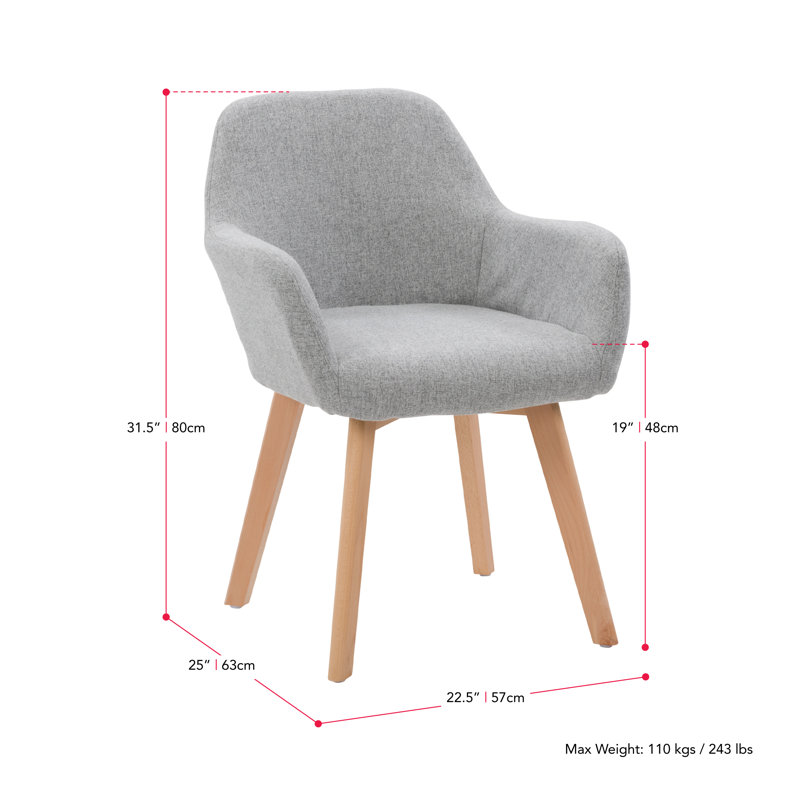 Daquaries 19'' H Upholstered Beech Armchair, Light Gray