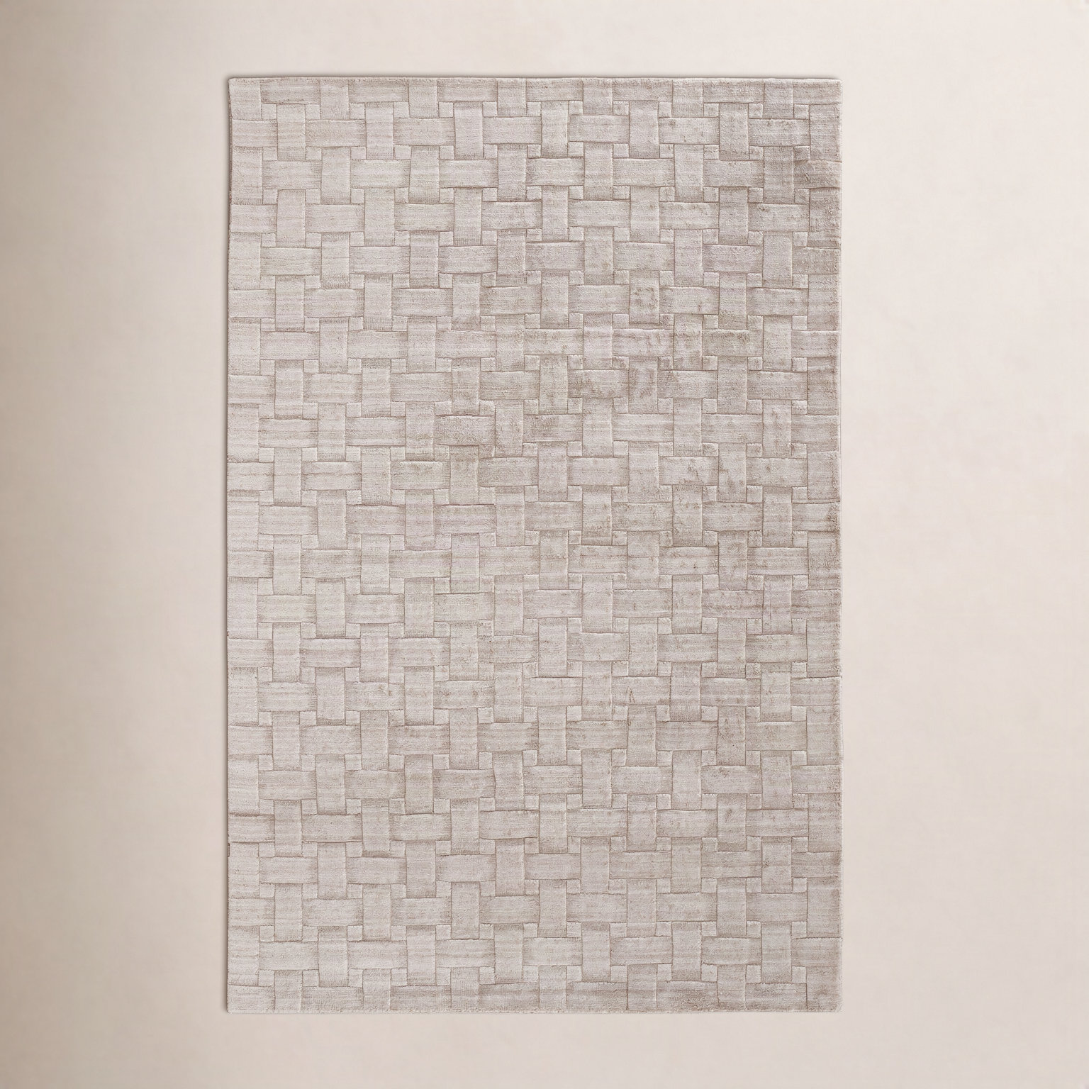 Shanta Beige Hand-Woven Geometric Viscose Rug, Rectangle 10' x 14'