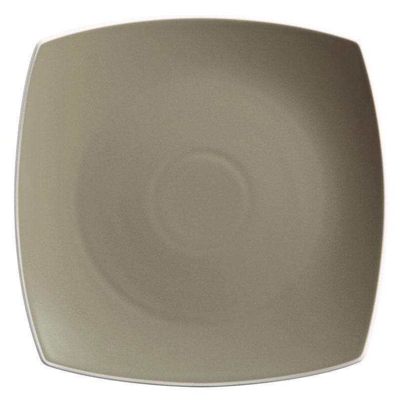 Matte Taupe Square Ceramic Dinnerware Set, Service for 4