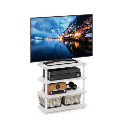 Sharee Easy Assembly 4-Tier Petite TV Stand, White/White