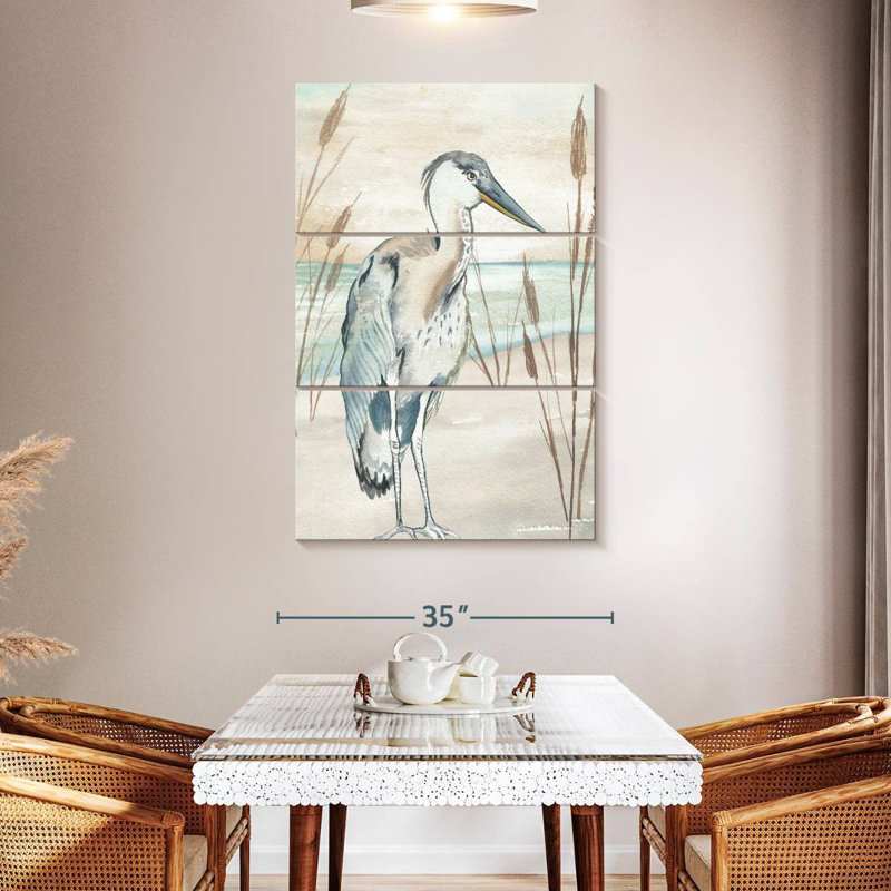 Brampt Heron By Beach Grass I, 50" H x 32" W