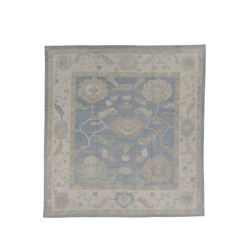 Tapis turc Oushak fait à la main 9 pi 10 po x 10 pi 6 po