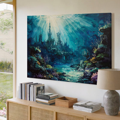Wall Art Canvas Enchanted Underwater City Canvasfantasy Ocean Ruins And Coral Spires Ready To Hang Gallery Wrapped Home Decor Modern Design