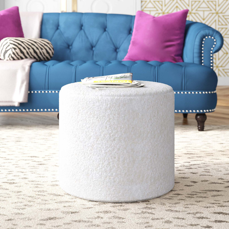 Josiah Upholstered Pouf, Off-White