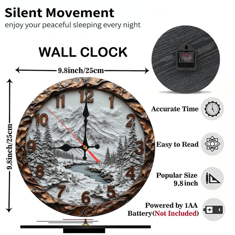 Horloge murale paysage d'hiver