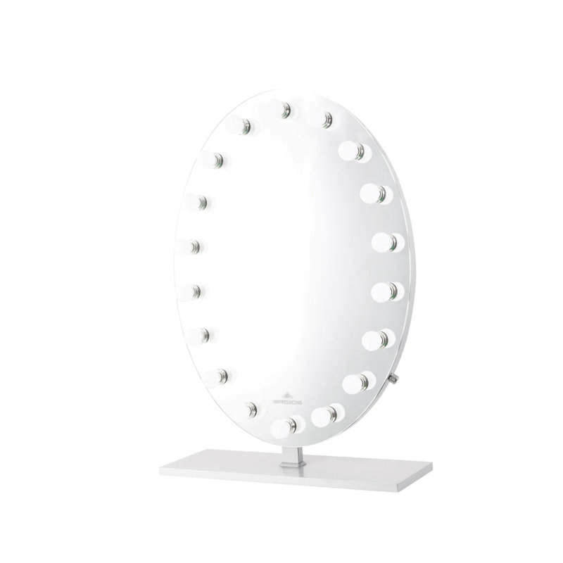 Miroir de table ovale Heiress Plus, Argenté, Ampoule DEL givrée, 36,5 po x 23,75 po