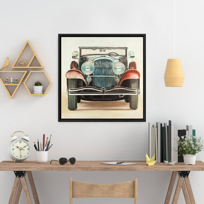 Vintage Brown Framed Canvas | 1920s Luxury Car Home Decor