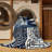 Machine Washable Bemott Global Inspired Block Print Rug in Gray – Navy Binding-935229376