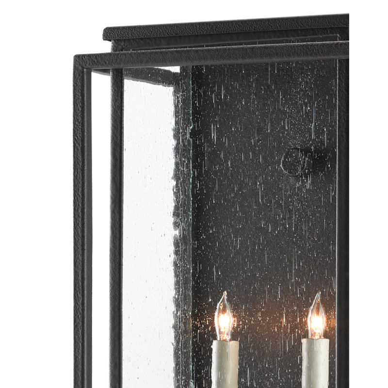 Applique murale d'extérieur en verre bullé 27 po H noir Wright
