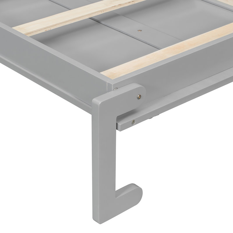 Grand lit escamotable avec rangement multifonctionnel, gris moderne