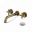 Robinet de lavabo de salle de bain mural en laiton et nickel brossé avec bonde escamotable-134464596