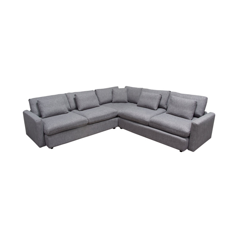Canapé modulaire carré 3 pièces Arcy, Mélange de polyester gris, H 35 po x l 118 po x P 41 po